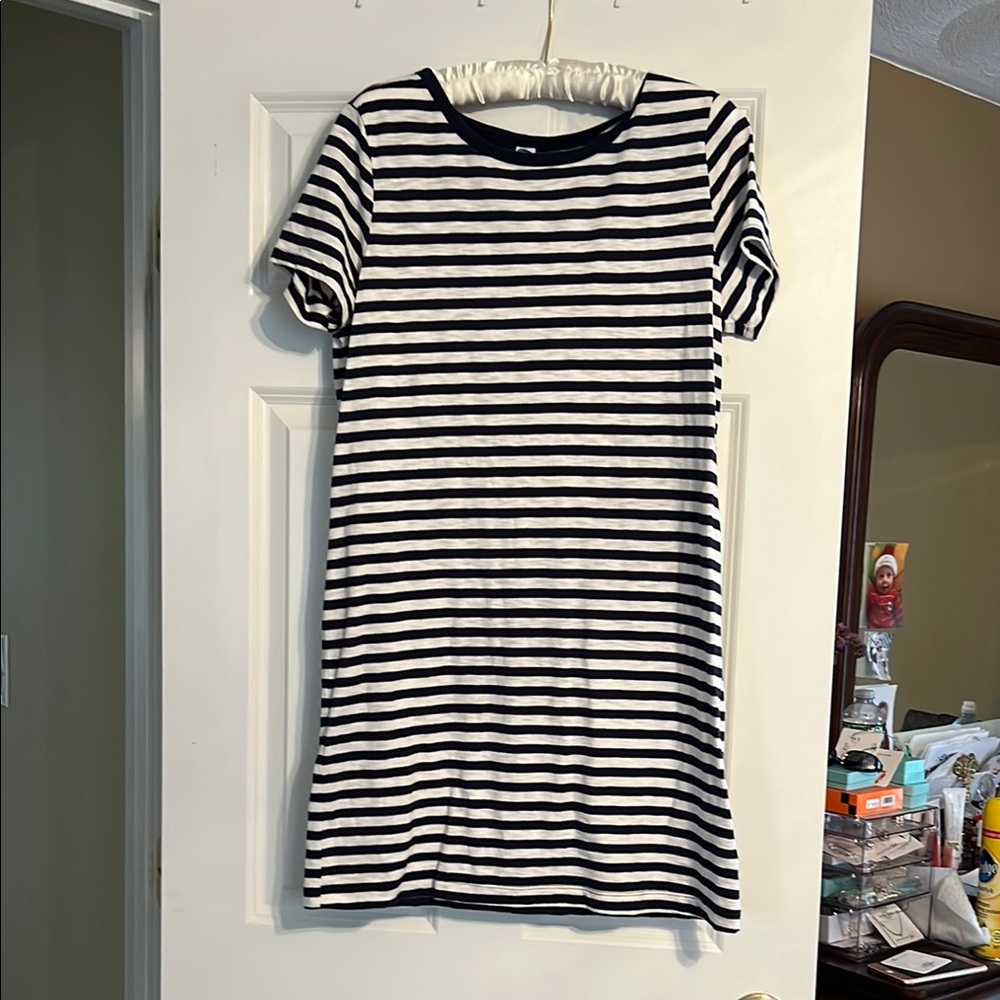 Striped Navy and White T-Shirt Dress